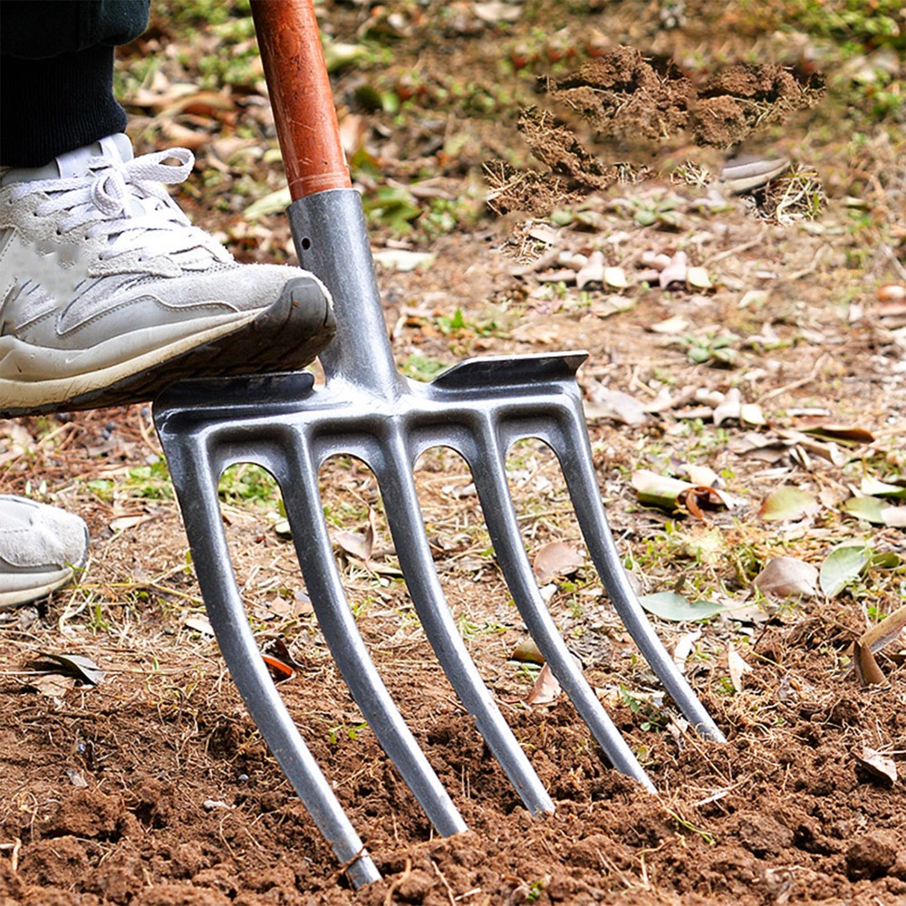 Spade Digging Fork - 頑丈な高炭素鋼製掘削フォーク 4本爪 破損防止 ガーデンフォーク スペーディングフォーク 掘削ツール