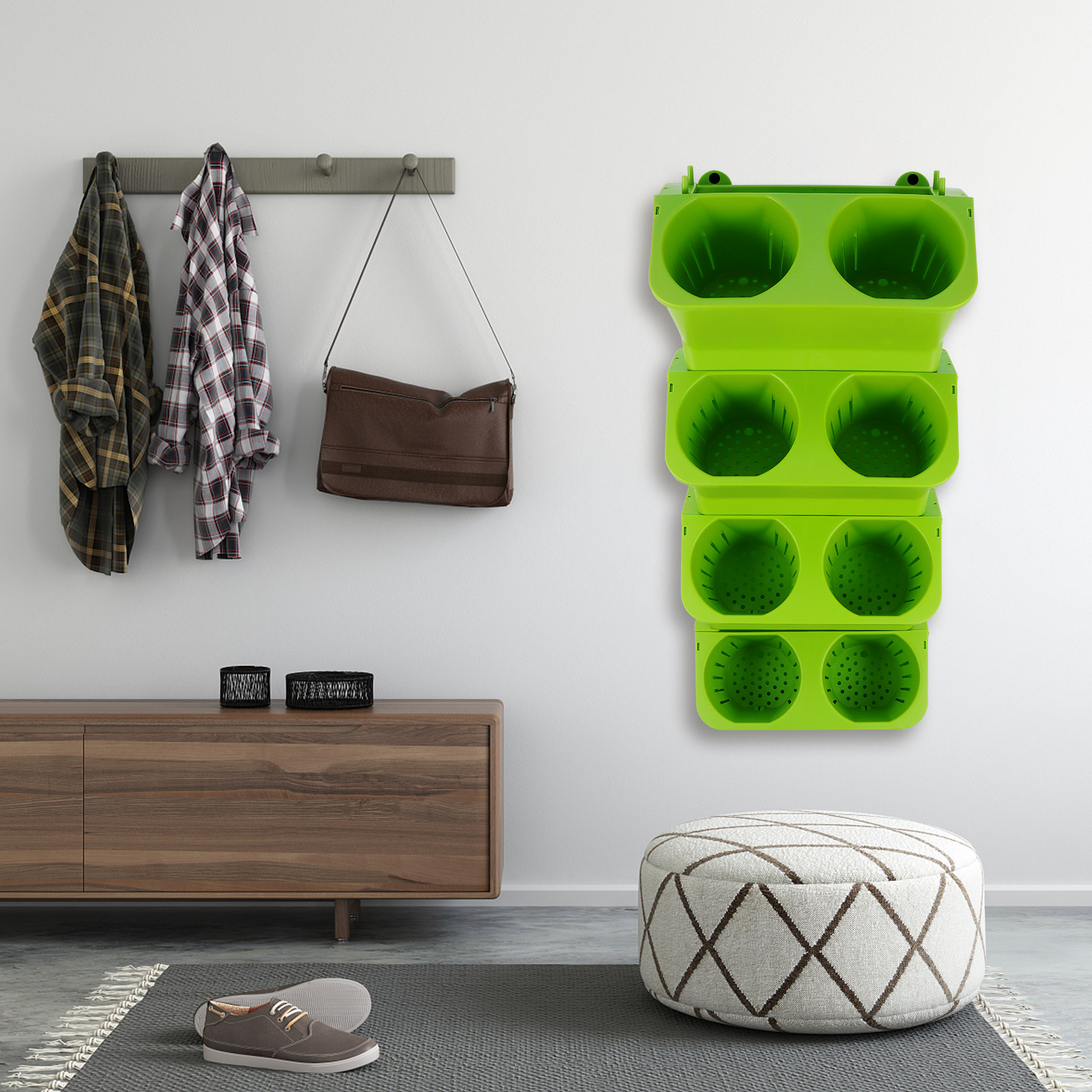4個セット 垂直壁掛けプランターセット 自動給水 2段式背景 - Self-Watering Planter のレビューと価格